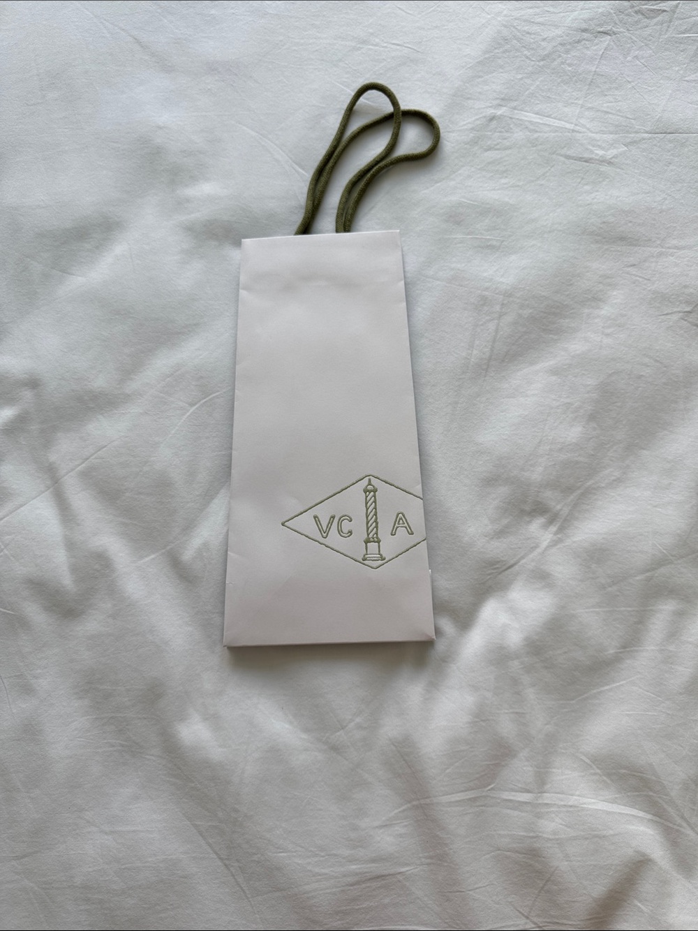 Van Cleef & Arpels White Gift Bag with Olive Handles